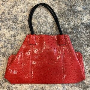 Pinkish-Red ostrich patterned Big Buddha Tote